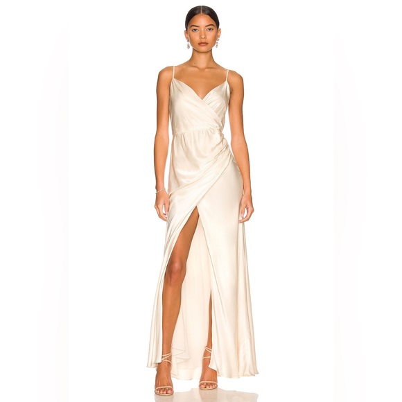 Shona Joy La Lune Cross Draped Maxi Dress - Cream US 6 - Picture 1 of 4